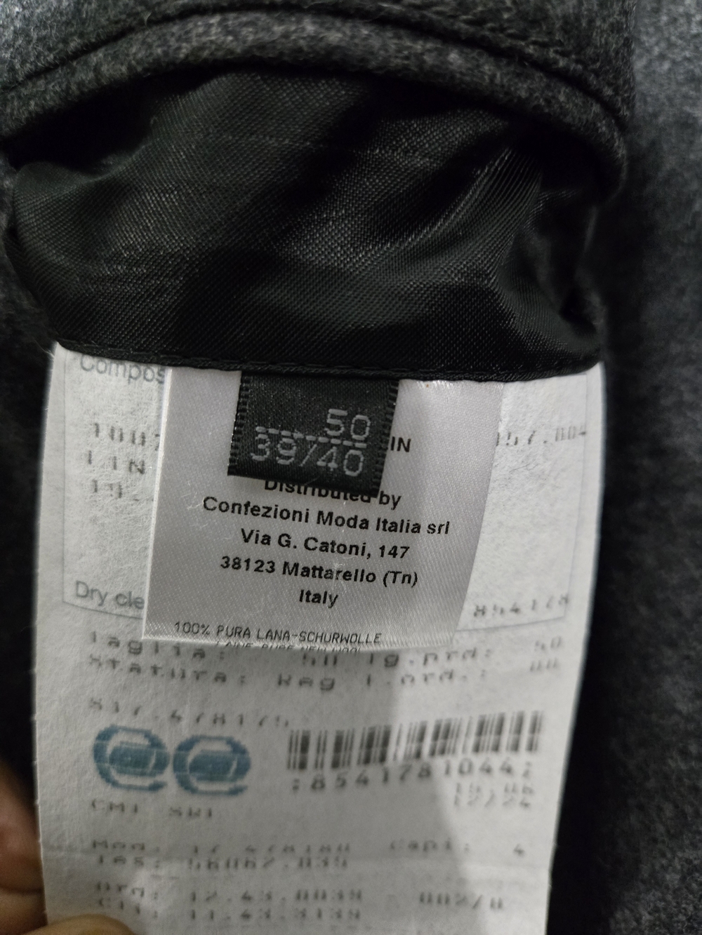 Calvin Klein Charcoal Melange Wool Suit Made in Italy Unfinished Hem 2 Piece 40R - Picture 9 of 15